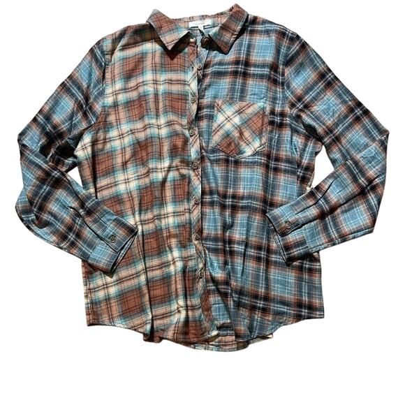 Maurices Cabin Plaid Button Up Long‎ Sleeve Flannel Shirt Size 0X - Picture 1 of 4